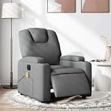 GHVBNMF Electric Massage Recliner Chair with Cup Holders, Dark Gray Fabric Power Reclining Sofa Chair for Small Spaces, Modern Tufted Armchair for Living Room and Home Theater