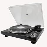 High Gloss Black Vinyl Turntable, Belt-Drive Record Player with BT Wireless Connection, Built-in Preamp, 33/45 RPM Speed, Auto Return Turntable for Vintage Vinyl Records
