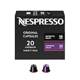 Nespresso Capsules Original, Dark Roast Decaffeinated Variety Pack, Espresso Coffee, 20-Count (Pack of 1) Espresso Coffee Pods, Brews 1.35oz