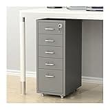 ntumLeap Metal Filing Cabinet On Wheels with 5 Lockable Drawers,Fully Assembled-Ideal for A4 Document Storage At Home Or Office,Secure and Mobile Solution,