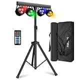 ClypsoReign Stage Lights with Stand 120W, Professional DJ Lights Package, RGBW LED 4-Par Gigbar with DMX & Sound-Activated Stage Lighting System for DJs Band Party Wedding Church & Concert, 7FT Tripod