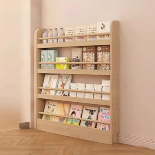 Book Shelf For Wall Floor Bookshelf Wide 20/24/28/31/35/39/47inch Behind Door Organizer Book Display Floors 2-6 Bookcase Space Saving Anti Dumping Device For Bedroom, Living Room Schools(4Layers,60cm/