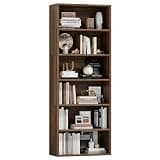 Furniwell 71" Tall Bookcase Bookshelves, 6 Tier Floor Standing Bookcases Open Frame, Modern Display Storage Organizer for Home Office, Living Room, Bedroom, Study Room (Brown, 1 Pcs)