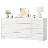 Garvee 12 Drawer Wooden Dressers for Bedroom, White Dresser for Adult Bedroom, Modern Wood Chest of Drawers for Living Room, Closet, Entryway, Hallway, Farmhouse Wide TV Stand for 65 Inch TV
