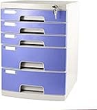 YXEDPBF 5-Drawer Lockable File Cabinet Desktop Storage Box - Multicolor Plastic Storage nizer for Home and Office 29.5X39.4X43cm (Blue)