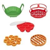 Instant Pot 5 Piece Silicone Accessory Set - Includes Roasting Rack, Egg Rack, Steamer Basket, Bakeware Sling, Egg Bite Mold with Lid - Ovenware & Kitchen Essentials for Home Cooks & Holiday Cookware