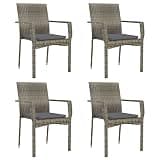 DXKDUSOKJ 4 Piece Patio Seating Set with Cushions, Gray Outdoor Chairs Poly Rattan Garden Chairs for Terrace