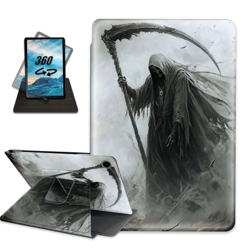 for Samsung Galaxy Tab A9+/A9 Plus 11 inch 2023 Case Folio Multi-Angle Rotating Stand for Tab A9 Plus Tablet (SM-X210/X216/X218) Auto Sleep/Wake,Grim Reaper Artwork
