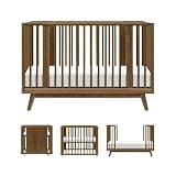 Babyletto Palma 8-in-1 Convertible All-Stages® Bassinet to Full-Size Crib in Natural Walnut, Greenguard Gold & FSC Certified, Portable & Adjustable with Select Conversion kit and Pads Included