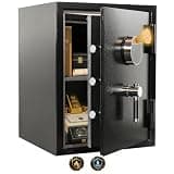 KEAR Fireproof Safe Box,4.5 Cubic Feet Touch Screen and Removable Shelf,Large Heavy Duty Safe with Interior Lighting,Biometric Waterproof Home Safe Box Safes for Luxury Jewelry Documents Cash
