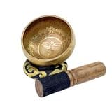 Tibetan Singing Bowls Singing Bowl Set Flower Of Life Helpful For Meditation Yoga Stress Relief Prayer And Mindfulness(Gold Eye)