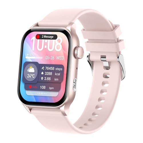 Smart Watches for Women, 1.83" HD Smartwatch Compatible with Android & iOS, 120+ Sport Modes, Fitness Tracker with Heart Rate and Sleep Monitor, Bluetooth Calls & Notifications, IP68 Waterproof, Pink