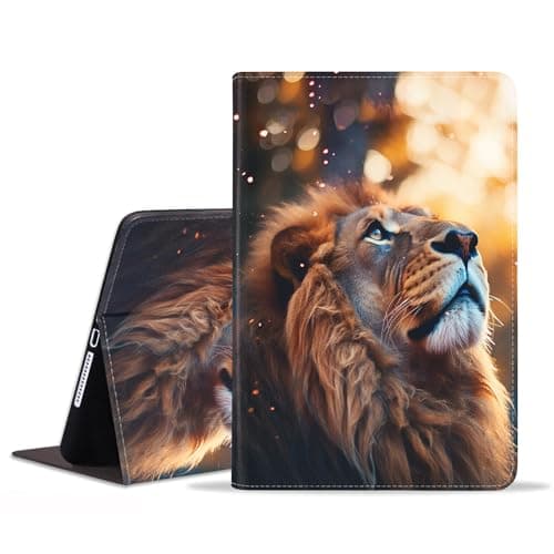 FVAENDHIO Case for Samsung Galaxy Tab S10 Plus 2024/ S9 Plus/ S9 FE Plus 5G 12.4 Inch 2023, Adjustable Stand Auto Wake/Sleep Smart Leather Cover, Lion