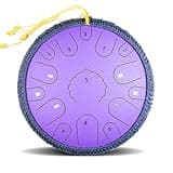 Steel Tongue Drum - 14 Inch 15 Notes Hand Rain Drum, Large Metal Handpan Percussion Instrument For Adults And Kids, Includes Music Book And Mallets(G)