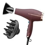 Infiniti PRO by CONAIR Hair Dryer, 1875W Blow Dryer with Diffuser and Concentrator Attachments, AC Motor with Ceramic Technology, 3 Heat & 2 Speed Settings, Plum