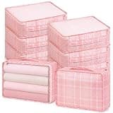 Silkfly 8 Pcs XL Packing Cube for Travel Luggage Organizer Suitcase Large Packing Bag Bulk Reusable Mesh Travel Cube for Hiking Camping Accessory, 17.7 x 13 x 4.7 Inch (Plaid,Pink)