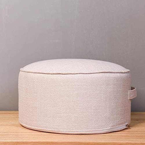 GAOFEMZ Round Footstool Pouf, Small Ottoman footrest Ottoman for Sitting, Handle Design for Easy Removal, Small Space for Adults and Children-White 40x20cm (16x8inch)