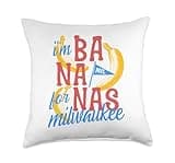 Milwaukee Banana Pun Funny Bananas City Throw Pillow