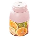 Minis Wireless Blender Cup 800ml Portable Smoothie Maker 50W Fast Ice Crushing Fruit Juicer with 1300mAh Rechargeable Power Source Dual Lids ABS Material Mixing Tool Pink