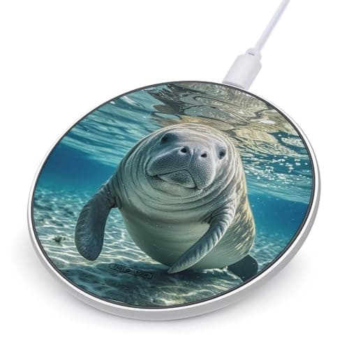 Ocean Animal Manatee Wireless Charger Portable Fast Charging Pad Lightweight Wireless Charging Pad 10W Slim Charging Station for Phone Charger Mat for Travel Home Office Desk