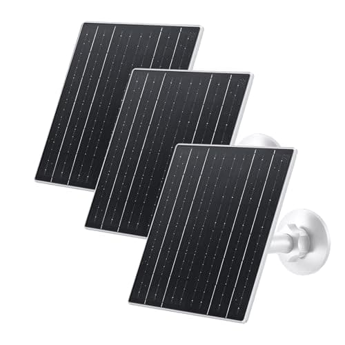 10W Solar Panel for Security Camera Outdoor, 5V USB C Solar Charger Compatible with Rechargeable Battery Powered Camera, 360° Adjustable Mount, IP66 Waterproof, 7.2ft Cable, White, 3 Pack