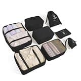 8 Set Packing Cubes for Suitcases Travel Luggage Packing Organizers,Travel Essentials Accessories Luggage Organizer with Shoe Bag Tioletry/Laundry Bag(Black)
