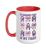 Epilepsy Awareness Purple My Husband's Fight is My Fight Ceramic Mug, Red/White, 15oz