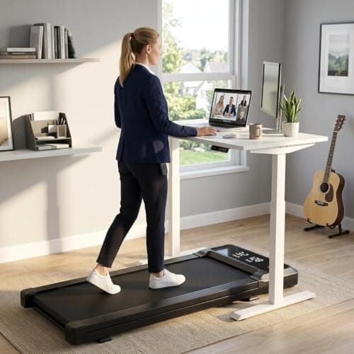SUMELL Walking Pad Treadmill for Home, Under Desk Treadmill for Small Spaces, Portable Compact Walking Pad with Remote Control and LED Display, Black