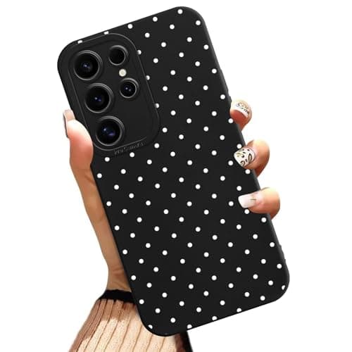 NBCDSUJ Aesthetics Polka Dot Phone Case for Samsung Galaxy A17 Case Cute White Polka Dots Pattern Shockproof Soft Protective for Women Men Phone Cover Funda for Samsung A17 6.7 Inch