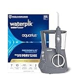Waterpik Aquarius Water Flosser For Teeth Cleaning, Gums, Braces, Dental Care, Electric Power With 10 Settings, 7 Tips For Multiple Users And Needs, ADA Accepted, Gray WP-667, Packaging May Vary