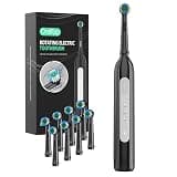 ORAFLIPP Rotating Electric Toothbrush - 3 Cleaning Modes, Smart Memory & 2-Minute Timer, Type-C Rechargeable Sonic Toothbrush with Low Battery Alert, Includes 8 Replacement Brush Head (Black)