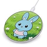 Blue Rabbits in The Lush Green Meadow Wireless Charger Magnetic Phone Induction Charger 10w Fast Wireless Charging Station Compatible with iPhone 17 16 15 14 13 12 Pro Max Samsung Galaxy S25 S24 S23