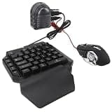 Omquot 4 in 1 Set Single Hand RGB Gaming Keyboard and Mouse Combo Pack for Mobile Gaming with Adjustable ABS Plastic Phone Stand