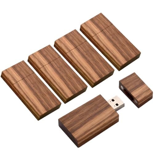 32GB Wood Flash Drive 3.0 5 Pack, FEWINA Rectangle Walnut Wooden Thumb Drive 32 GB USB Stick Gig Stick USB3.0 Memory Stick Jump Drive for Backup Picturs/Videos Ideal Gift (5PCS / Walnut)