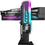 GSCOLER ARGB GPU Support Bracket with CPU & GPU Temp/Usage Display, Adjustable Height GPU Sag Bracket with Magnet & Non-Slip Base for Video Card, Universal Graphics Card Support, 5V3PIN RGB GPU Brace
