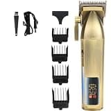 EOYLMIRL Pro Hair Clipper Rechargeable LCD Digital Display Oil Head Salon Trimmer(Brass)