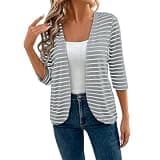 Women Lightweight 3/4 Sleeve Cardigan Soft Comfy Open Front Jacket for Casual Vacation Trendy Layering Cover Up Top Gray