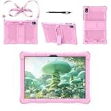 Dteck for onn 7" Core Tablet 2026 Model Case with Shoulder Strap/Stylus Pen, Built-in Kickstand, Pen Loop Holder, Vibrant Color Lightweight TPU Cover, Shockproof Protective Cute Kids Case, Pink