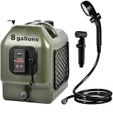Portable Camp Shower 8-Gallon 2/5/8 Hours Battery Life Cordless Electric Rechargeable Food-Grade Water Tank for Camping Pressure Washer for Garden & Pet Cleaning