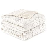 Sivio Weighted Blanket for Adults Twin Size 15 lbs, Soft Heavy Blanket for Stress Relief and Sleep Promotion, Brethable Cooling Weighted Throw Blanket for All-Season, White, 48 x 72 inches
