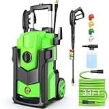Electric Pressure Washer, 5000 PSI 4.0 GPM Heavy Duty Power Washer, with 4 Nozzles,Foam Cannon,33FT Hose Reel and 500ml Soap Bottle for Home/Cars(Light Green)