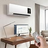 Space-Saving Wall Mount Fan Heater Portable Air Conditioner 2-in-1 Smart Ductless Cooling Heating Unit Quiet Room AC Circulator for Bedroom Office Garage with Remote Control(White)