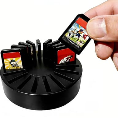 FEWINA Game Card Storage Holder for Nintendo Switch 2/OLED/Lite - 20 Slots Desktop Cartridge Organizer & Display Round Stand -Compact Switch Game Case Holder Accessory, Black