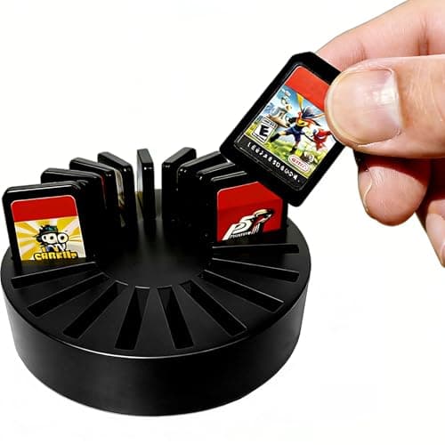 FEWINA Game Card Storage Holder for Nintendo Switch 2/OLED/Lite - 20 Slots Desktop Cartridge Organizer & Display Round Stand -Compact Switch Game Case Holder Accessory, Black