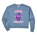Womens I Yam What I Yam Ube Pun Purple Yam Dad Joke Comfort Colors Crop Sweatshirt