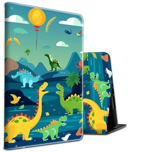 Case for Kindle Fire 7 Tablet (12th Gen, 2022 Release) and Fire 7 Kids Tablet (12th Gen, 2022 Release) PU Leather Shockproof Stand Protective Cover with Auto Sleep/Wake,Kids Dinosaur