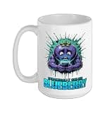 Chronically Online Blueberry Phone Humor Ceramic Mug, White, 15oz
