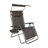Bliss Hammocks 2 Pack 33" Wide XXL Zero Gravity Outdoor Lounge Chair, Adjustable Patio Furniture with Canopy and Side Table, 360 lb Capacity, Brown