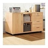 ntumLeap White Storage Cabinet-Office File Cabinet with 3 Drawers,2 Compartments & Locking Door-Under Desk for Home & Office-Wooden Sideboard Storage Solution,Beige-One Size