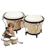 Bongo Drum for Kids - Hand Drum Instrument Wooden,6 Inch and 7 Inch Bongos Professional, Beginner Music Instrument for Teens, Children